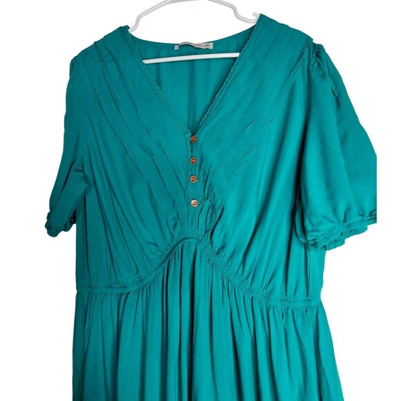Rustydustty Womens 2XL Teal Dress With Button Detail 100% Viscose - Picture 7 of 7